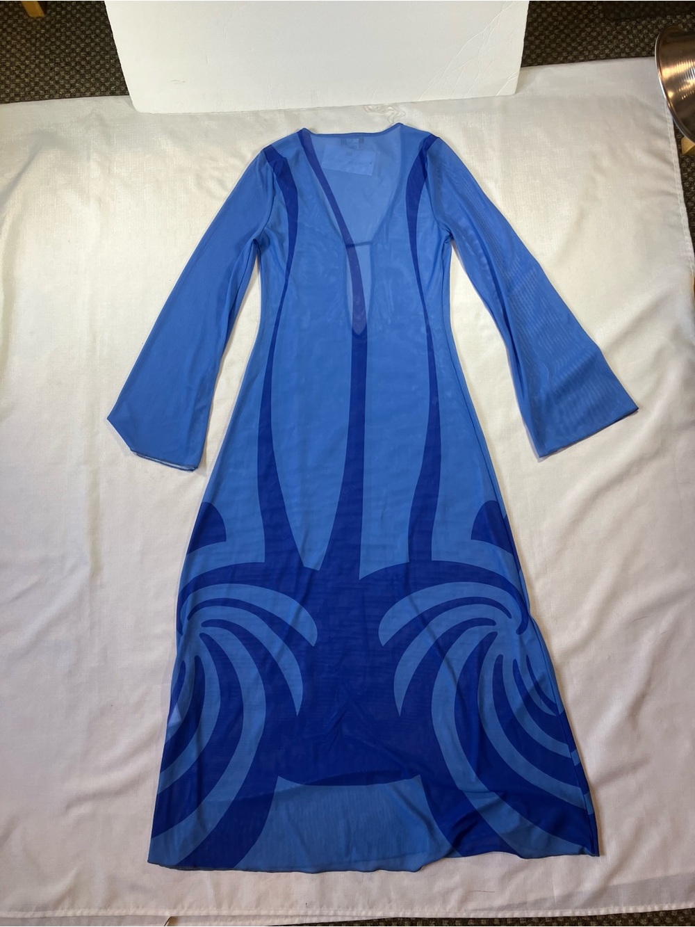 NWT STUNNING! Caroline Constas Sheer Maxi Swim Cover Up, Cobalt Blue, Size XS - Picture 14 of 16